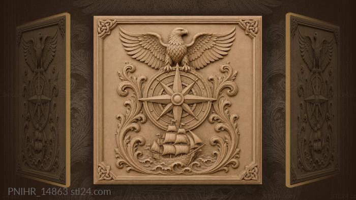 Eagle compass ship nautical design 3d STL model