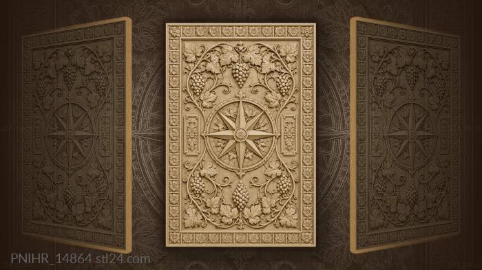 Vines circling a compass rose 3d STL model
