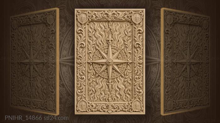 Compass rose with flame foliage 3d STL model