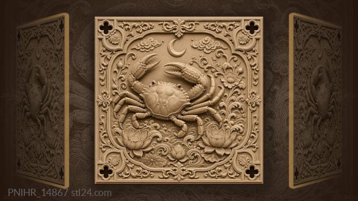 Crab waves lotus moon design 3d STL model