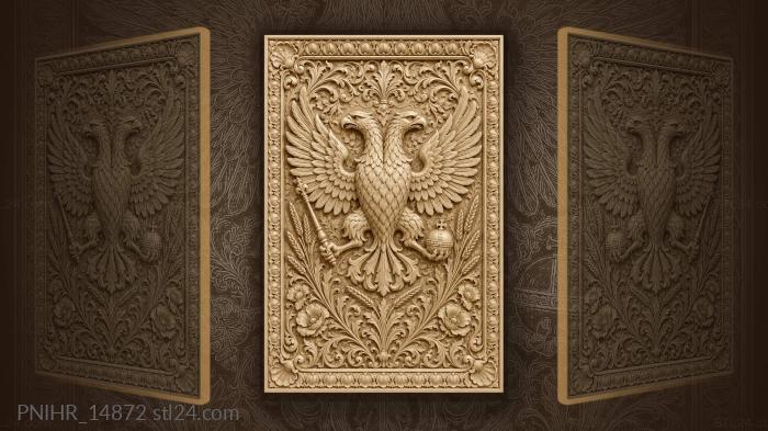 Wheat stalks flanking the crowned eagle 3d STL model