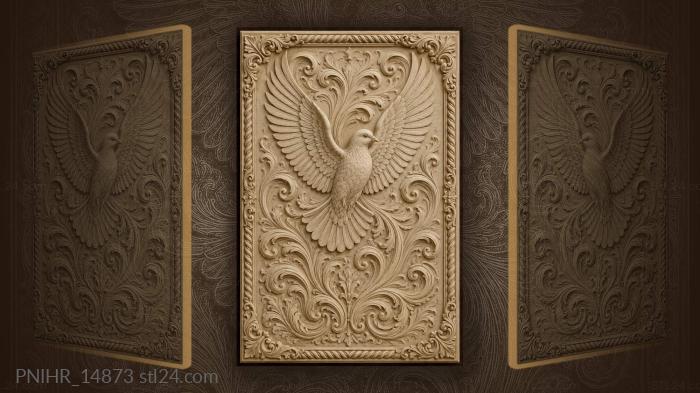 Soaring dove with swirling patterns 3d STL model