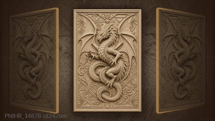 Angular dragon among geometric shapes 3d STL model