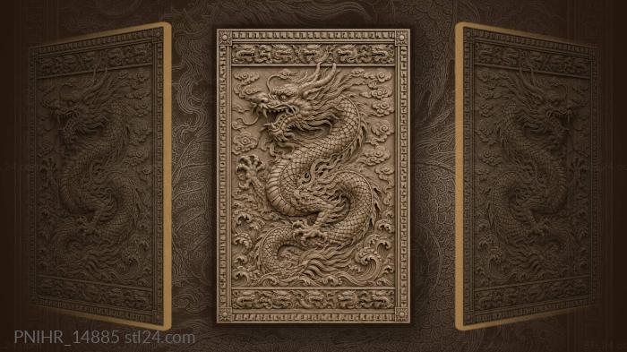 Dragon among rows of small heads 3d STL model
