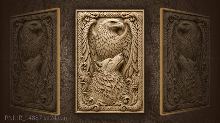 Eagle guards wild realm beside wolf 3d STL model