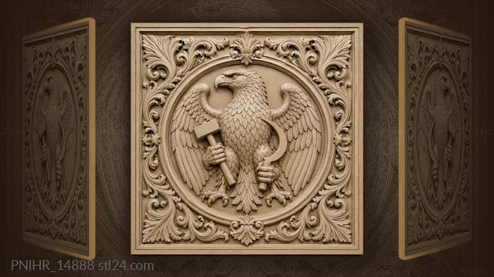Eagle with hammer and sickle in a ring 3d STL model