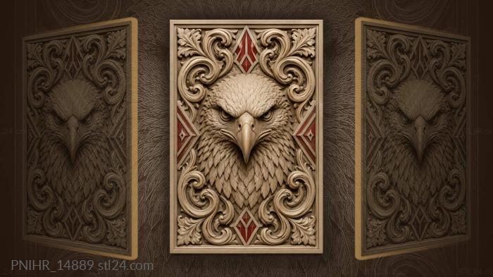 Stylized eagle with red geometric shapes 3d STL model