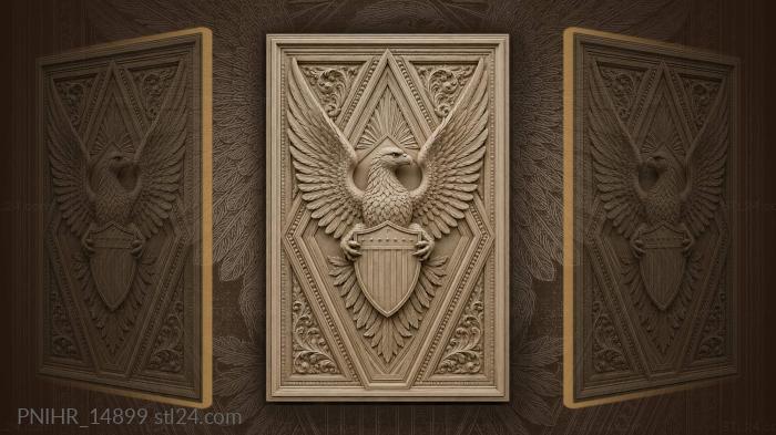 Eagle carrying a crest among triangles 3d STL model