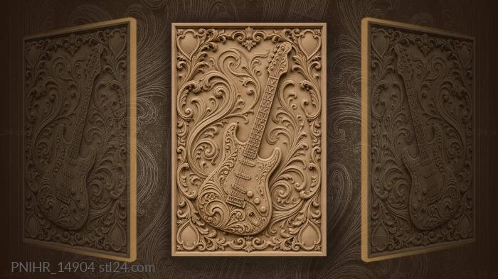 Electric guitar floral wave design 3d STL model