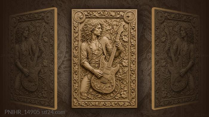 Electric guitar floral musical fantasy 3d STL model