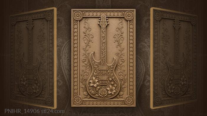 Floral guitar musical instrument design 3d STL model