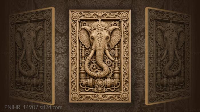 Steampunk elephant head with gears 3d STL model