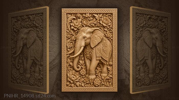 Elephant among abundant floral design 3d STL model