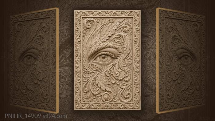 Mystical eye with feather swirls 3d STL model