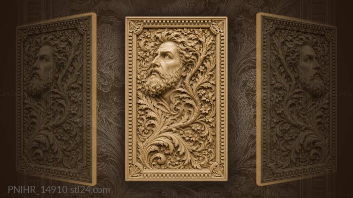 Bearded man among swirling leaves 3d STL model