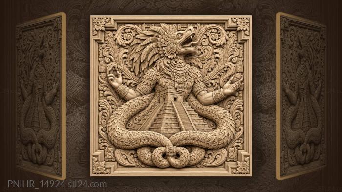 Feathered deity binds the pyramid base 3d STL model