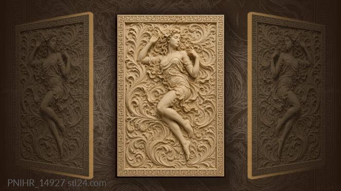 Female face rising out of swirls 3d STL model
