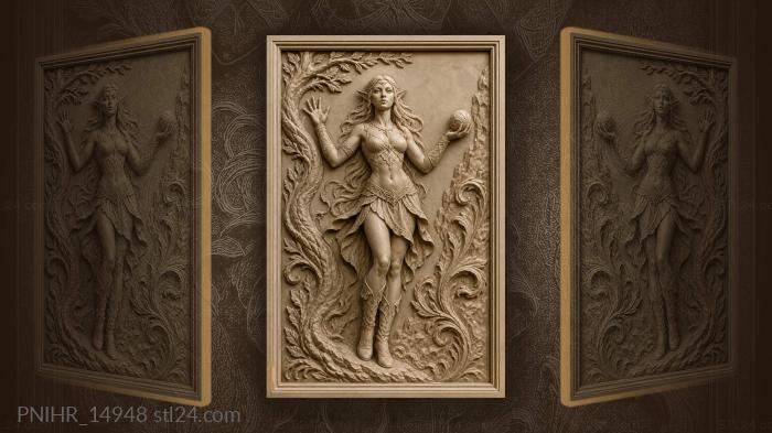 Elf girl in boots raising palms 3d STL model