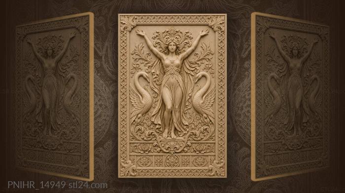 Graceful woman with soaring swans 3d STL model