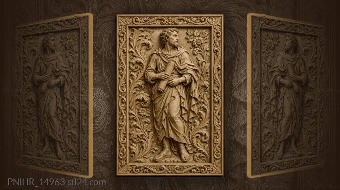 Figure with a scroll in swirling leaves 3d STL model