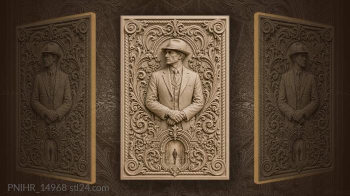Gentleman with floral geometric border 3d STL model