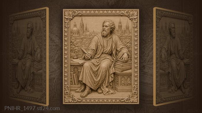 Quill above a pile of books 3d STL model