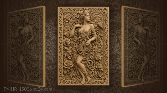Hidden face and lock among roses 3d STL model