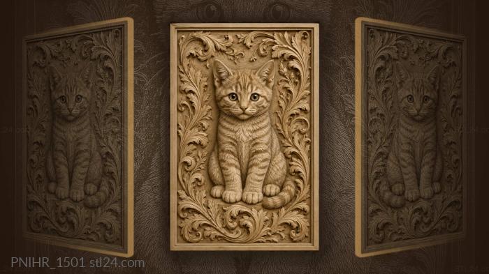 Playful kitten among acanthus leaves 3d STL model