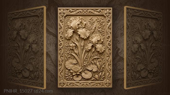 Irises lilies water garden bloom 3d STL model