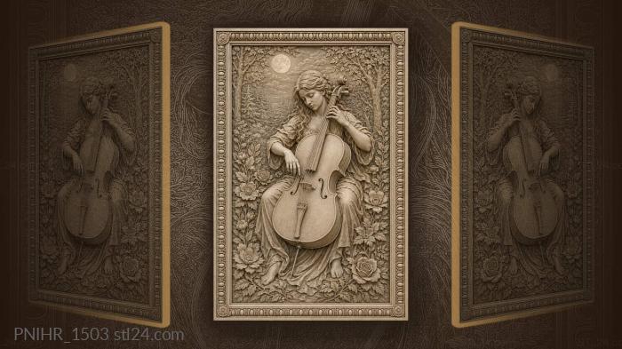 Cellist in a moonlit forest 3d STL model