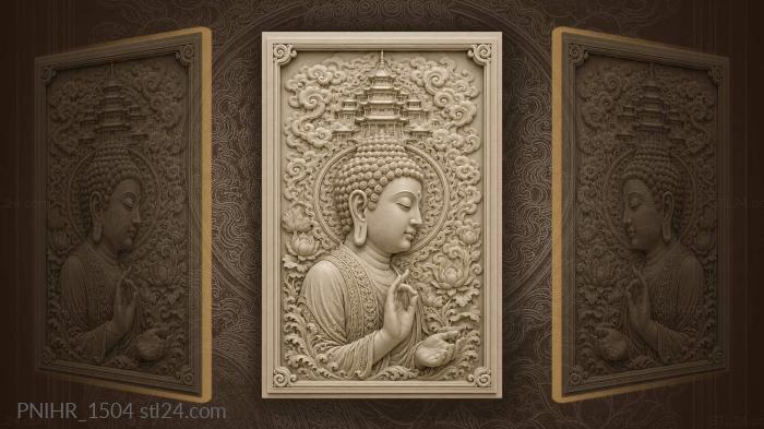 Buddha with pagoda and clouds 3d STL model