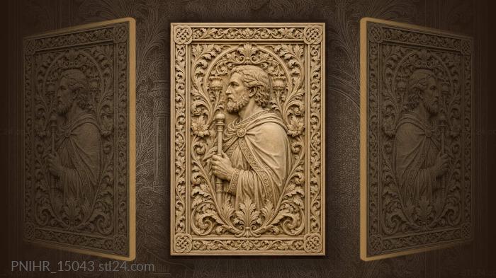 Man with staff floral ornament 3d STL model