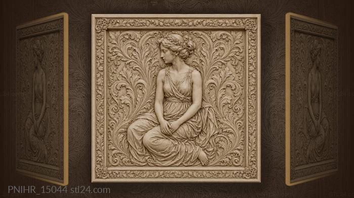 Woman among blossoming vines and leaves 3d STL model