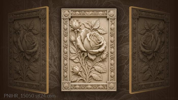 Rose bloom with delicate foliage 3d STL model