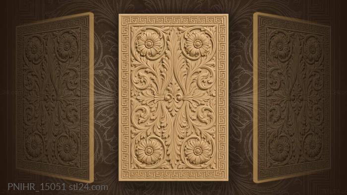 Four blooms in the corners of a meander 3d STL model
