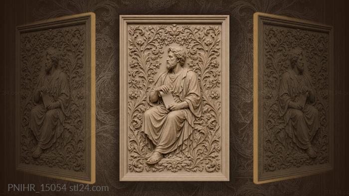 Seated man surrounded by leaves 3d STL model