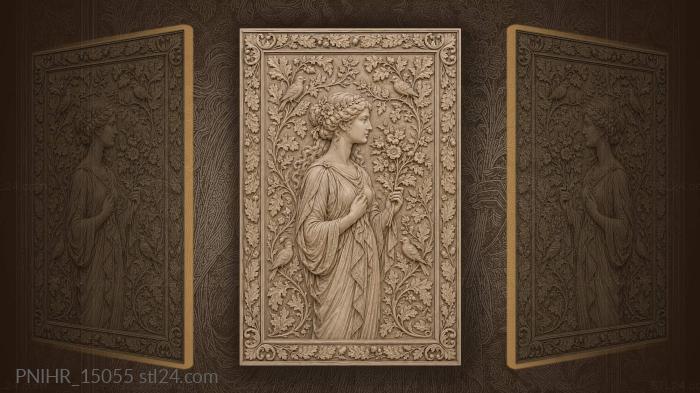 Flowering branch and birds around her 3d STL model