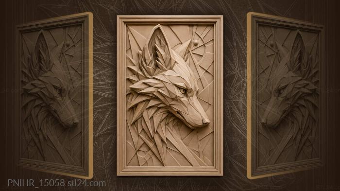 Geometric fox head portrait 3d STL model