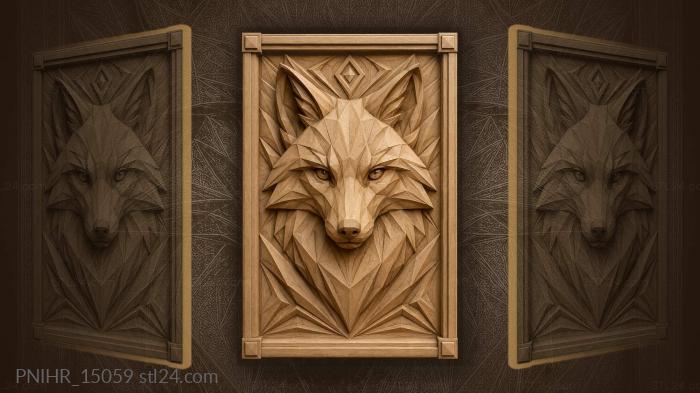 Geometric fox face symmetrical portrait 3d STL model