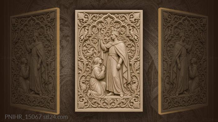 Gothic king with kneeling subject floral 3d STL model