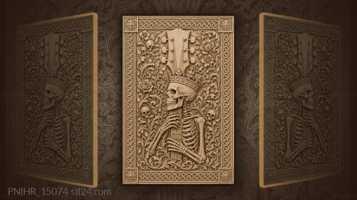 Guitar headstock topped by a crowned skull 3d STL model