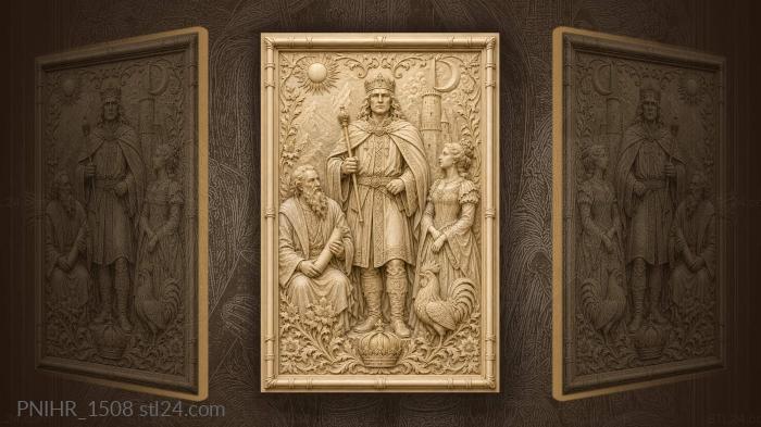 Royal figures heraldic symbols floral abundance 3d STL model