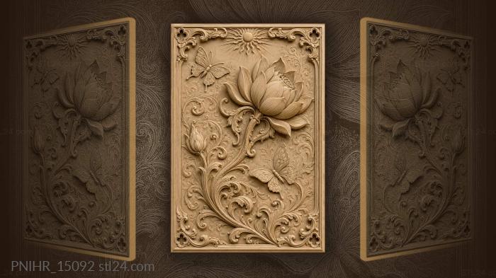Lotus bloom with fluttering butterflies 3d STL model