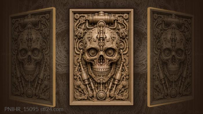 Steampunk skull intricate mechanical details 3d STL model