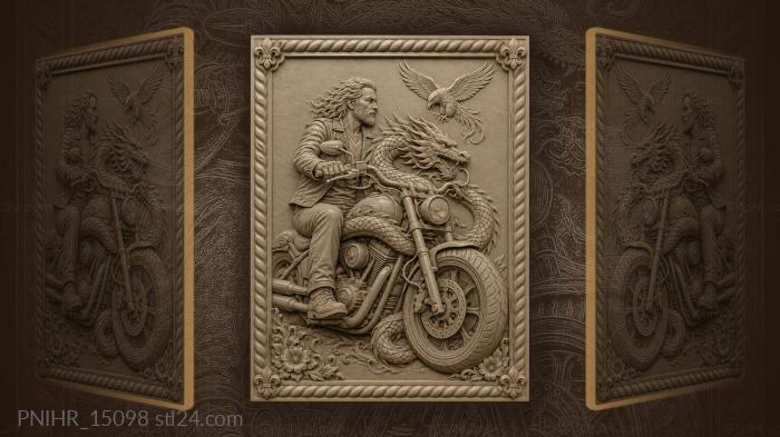 Dragon motorcycle rider floral bird 3d STL model