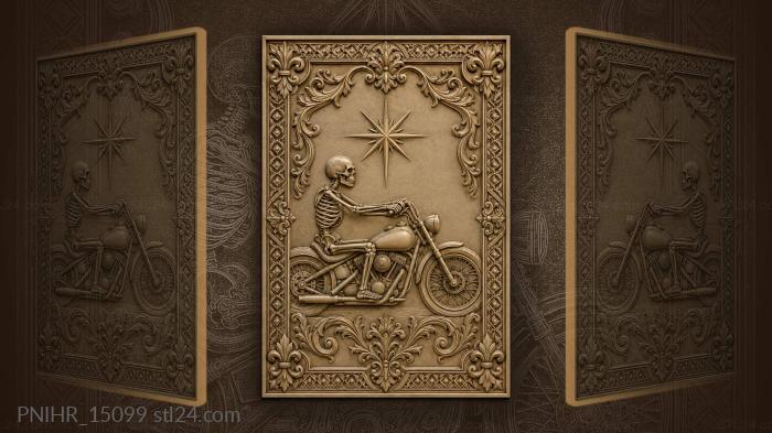 Motorcycle and skeletal rider starburst 3d STL model