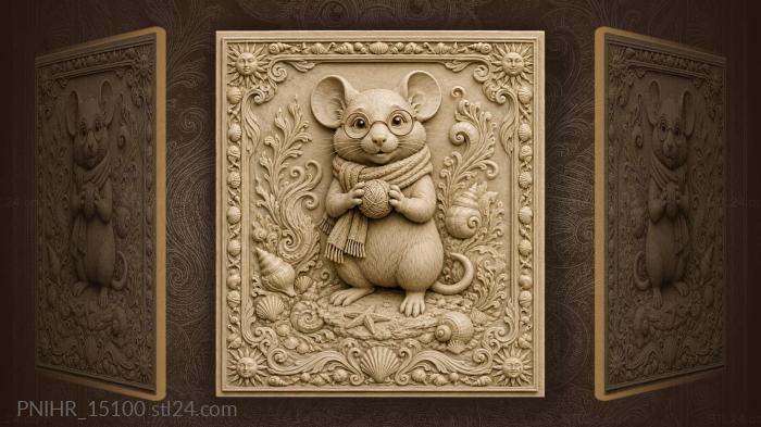 Clever mouse with yarn and glasses 3d STL model