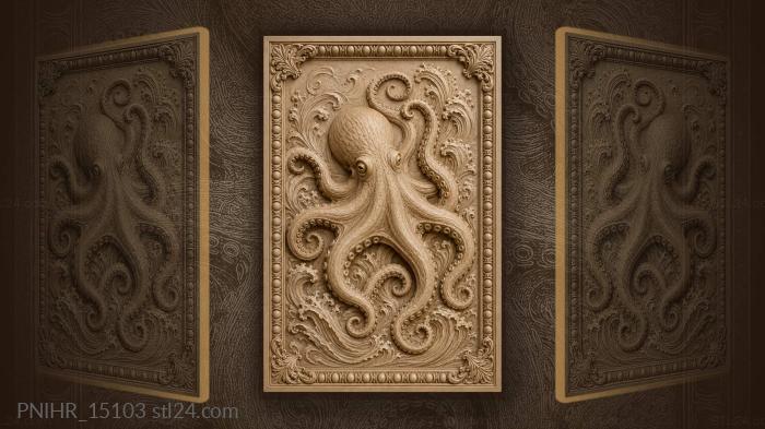 Octopus amidst swirling ocean currents 3d STL model