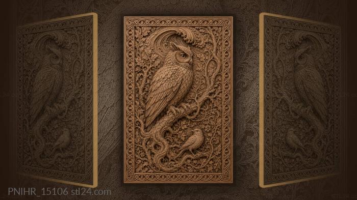 Small bird below the owl and wave 3d STL model