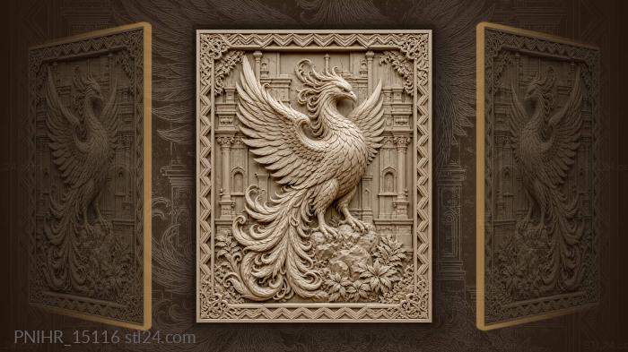 Rising phoenix among ancient ruins 3d STL model